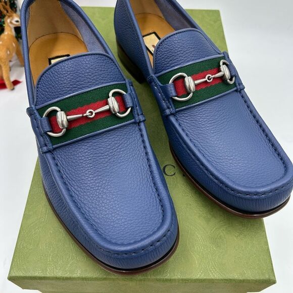 Men’s Gucci, leather web horse bit loafer size 8 fits 9  US maiden Italy - Picture 2 of 9